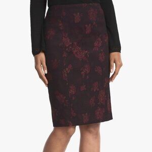 NWT WHBM Floral Jacquard Pencil Skirt Grenadine Black Knee Length Size 6